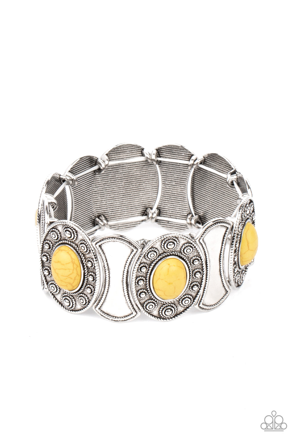 Paparazzi Desert Relic Yellow Stone Stretch Bracelet - P9SE-YWXX-134XX