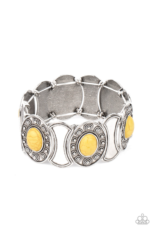 Paparazzi Desert Relic Yellow Stone Stretch Bracelet - P9SE-YWXX-134XX