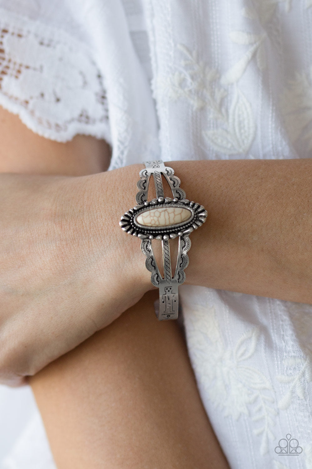 Paparazzi Desert Sage White Cuff Bracelet