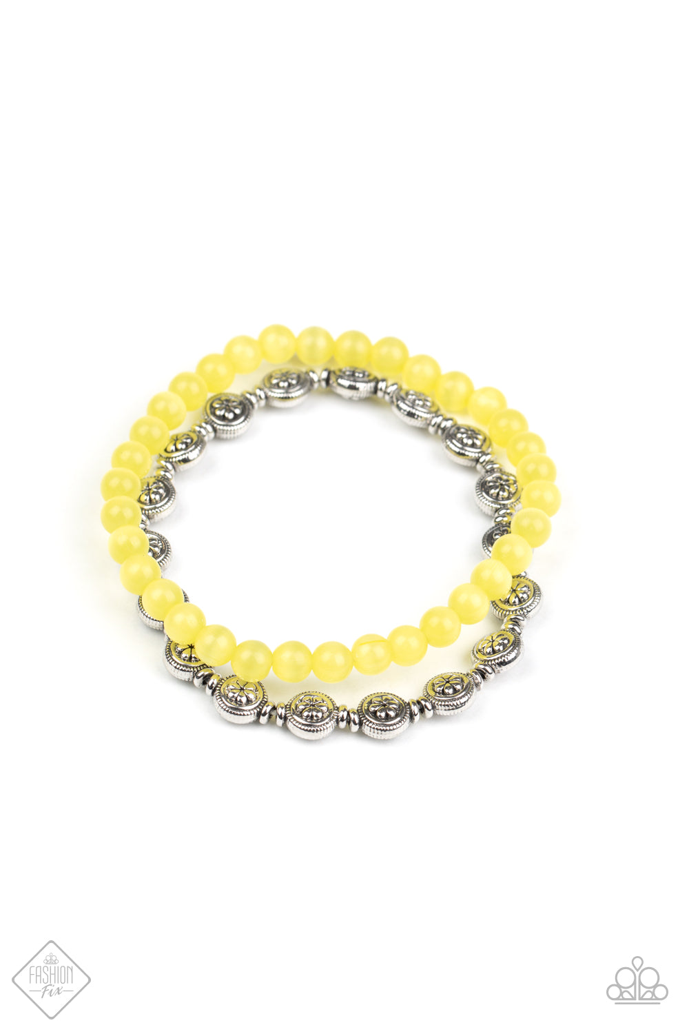 Paparazzi Fashion Fix Glimpses of Malibu August 2020 - Dewey Dandelions Yellow Stretch Bracelet