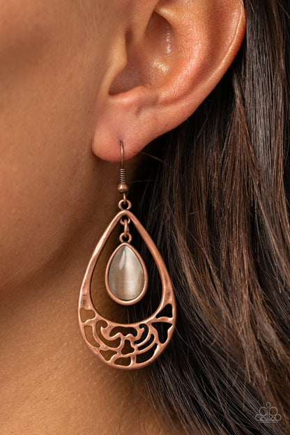 Paparazzi DEW You Feel Me? Copper Fishhook Earrings