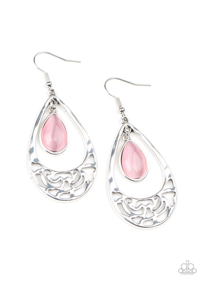 Paparazzi DEW You Feel Me? Pink Fishhook Earrings