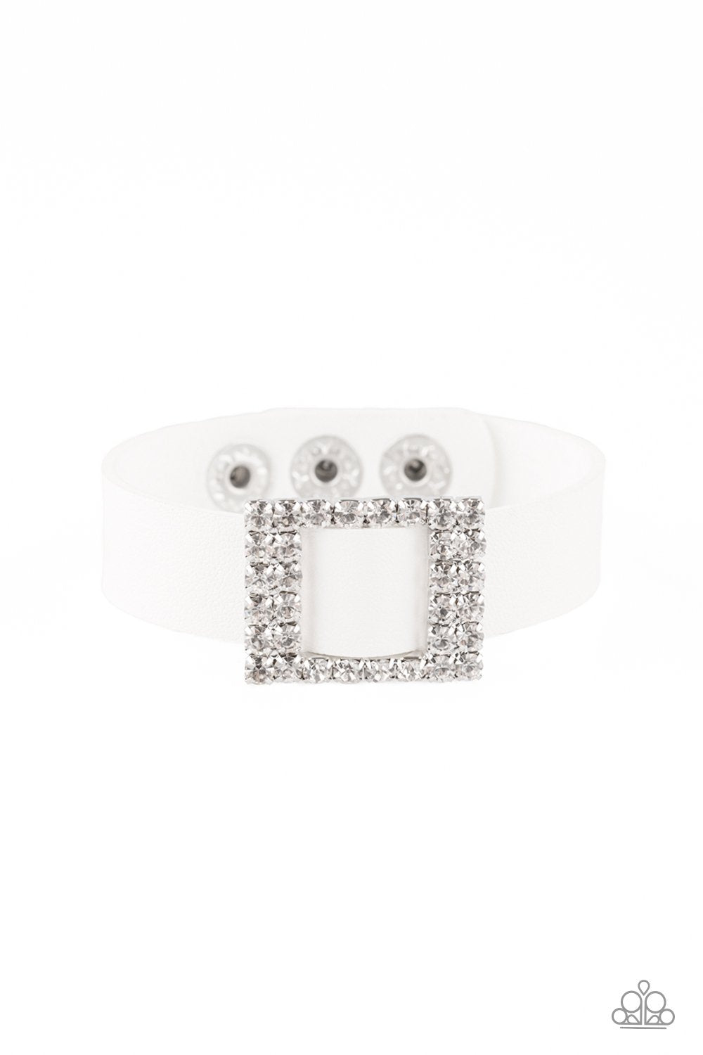 Paparazzi Diamond Diva White Single Wrap Snap Bracelet - P9DI-URWT-059XX
