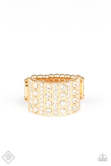Paparazzi Diamond Drama Gold Ring - Fashion Fix Exclusive Magnificent Musings June 2020