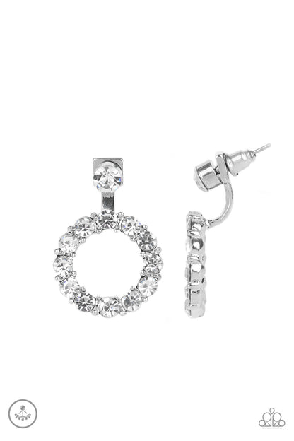 Paparazzi Diamond Halo White Jacket Post Earrings