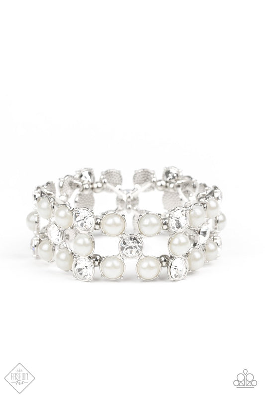 Paparazzi Diamonds and Debutantes White Stretch Bracelet