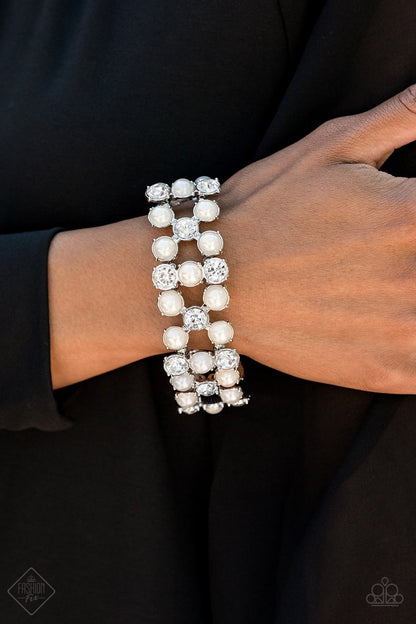 Paparazzi Diamonds and Debutantes White Stretch Bracelet