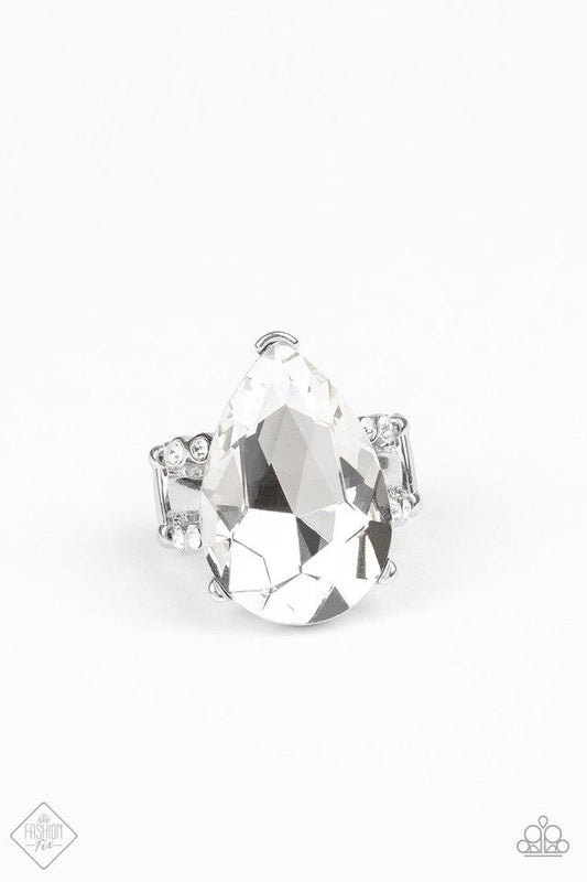 Paparazzi Dining On Dazzle White Ring - Fashion Fix Fiercely 5th Avenue October 2019