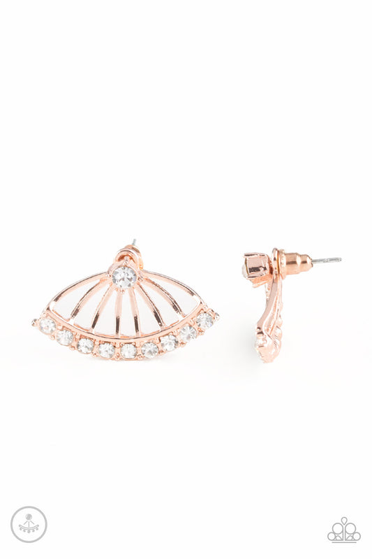 Paparazzi Disco Drama Rose Gold Jacket Post Earrings