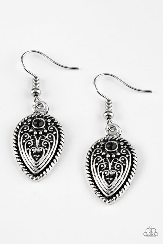 Paparazzi Distance Pasture Black Fishhook Earrings