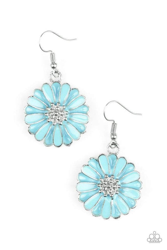 Paparazzi Distracted By Daisies Blue Fishhook Earrings