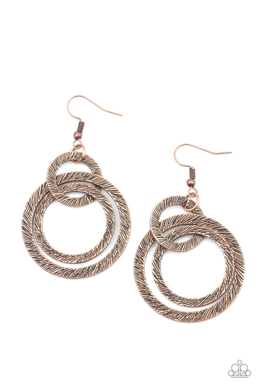 Paparazzi Distractingly Dizzy Copper Fishhook Earrings