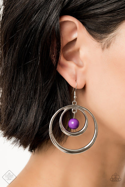 Paparazzi Diva Pop Purple Fishhook Earrings  - Fashion Fix Glimpses of Malibu July 2019