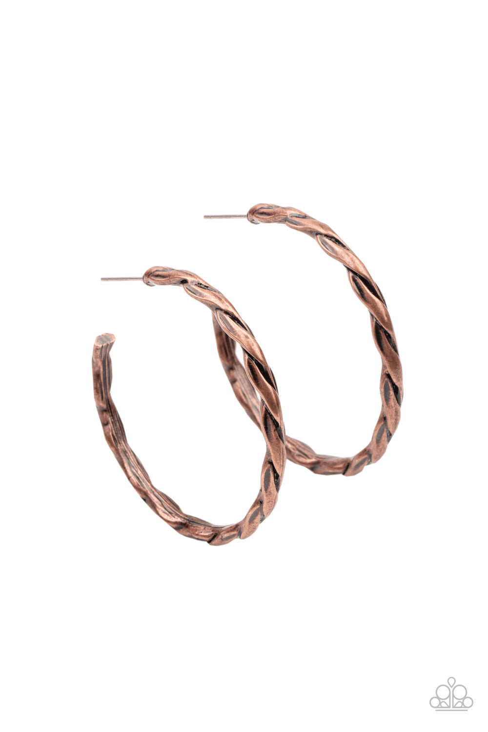 Paparazzi Don't Get It Twisted Copper Post Hoop Earrings