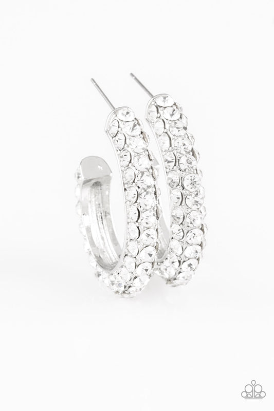 Paparazzi Don't Mind The Stardust White Post Hoop Earrings