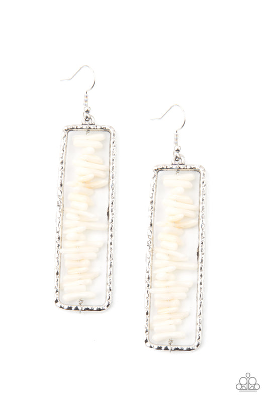 Paparazzi Don't Quarry Be Happy White Fishhook Earrings