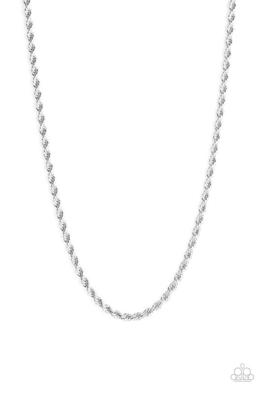 Paparazzi Double Dribble Silver Men's Long Necklace