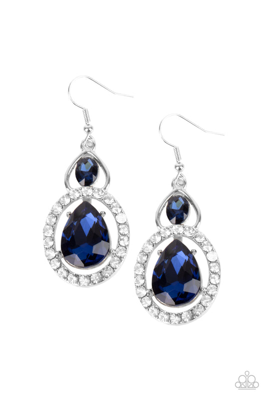 Paparazzi Double The Drama Blue Fishhook Earrings - P5RE-BLXX-232XX