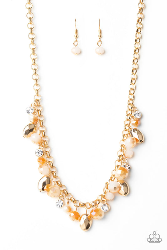 Paparazzi Downstage Dazzle Gold Short Necklace