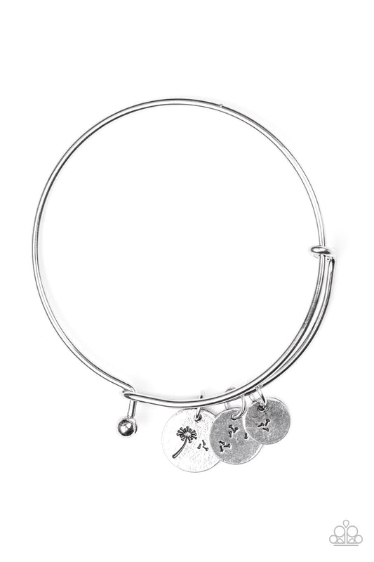 Paparazzi Dreamy Dandelions Silver Bangle Bracelet - P9AA-SVXX-149XX