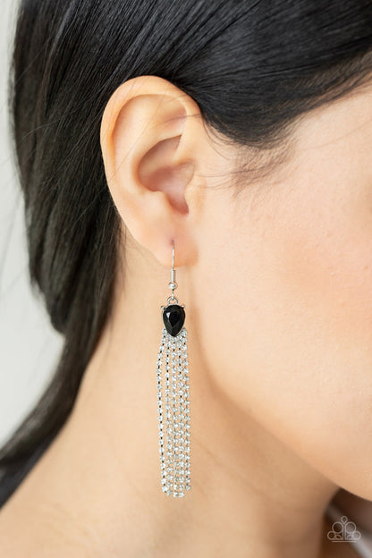 Paparazzi Drop-Dead Dainty Black Fishhook Earrings - P5DA-BKXX-092XX