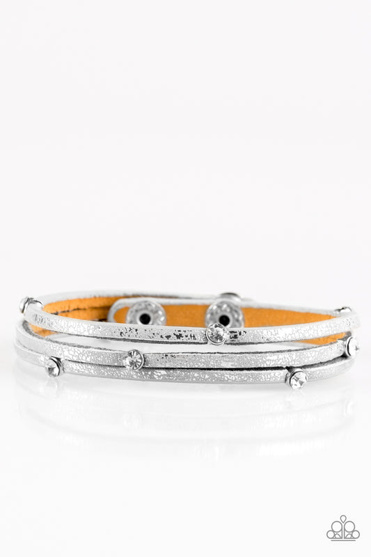 Paparazzi Drop A Shine Silver Single Wrap Snap Bracelet