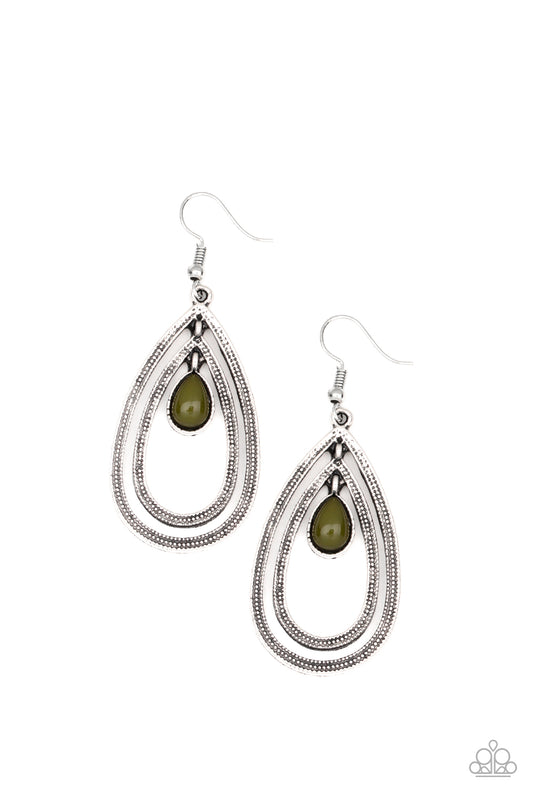 Paparazzi Drops Of Color Green Fishhook Earrings