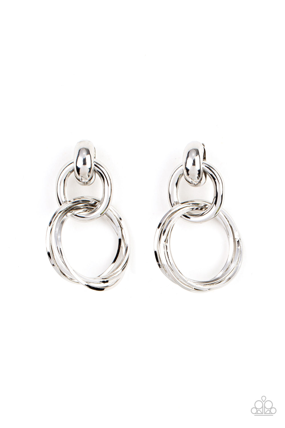 Paparazzi Dynamically Linked Silver Post Earrings - P5PO-SVXX-218XX