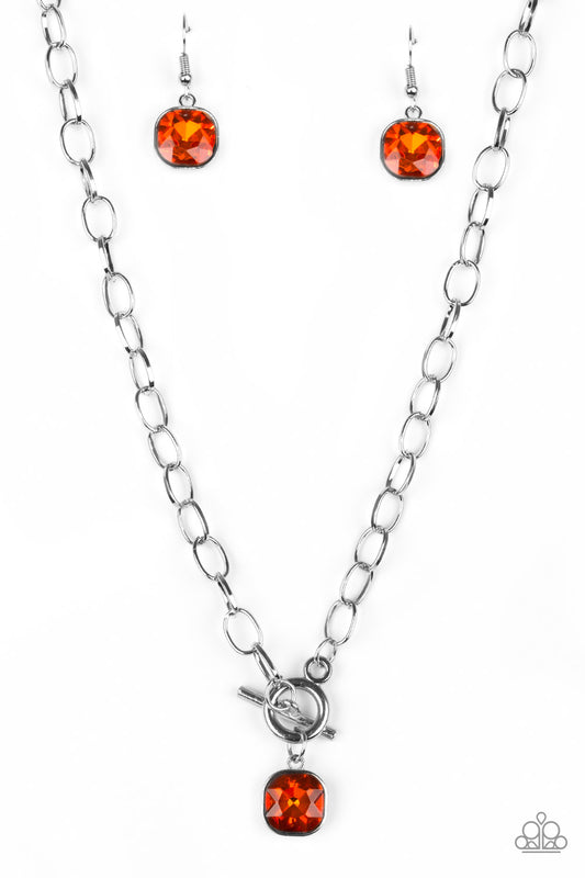 Paparazzi Dynamite Dazzle Orange Short Toggle Necklace