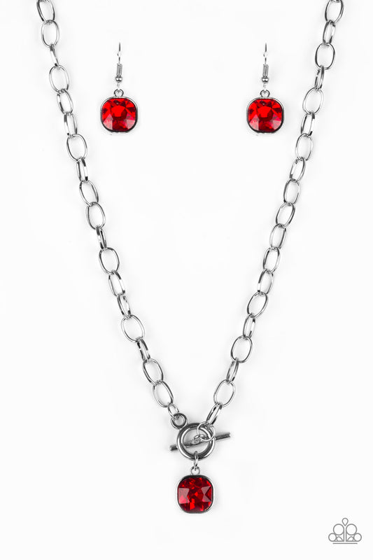 Paparazzi Dynamite Dazzle Red Short Toggle Necklace