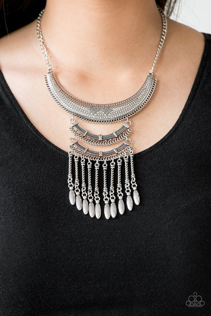 Paparazzi Eastern Empress Silver Short Necklace