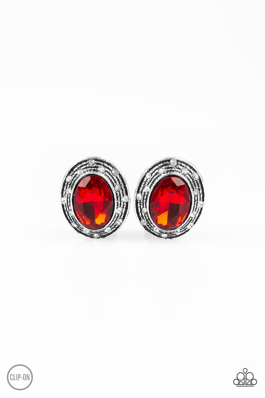 Paparazzi East Side Etiquette Red Clip-On Earrings