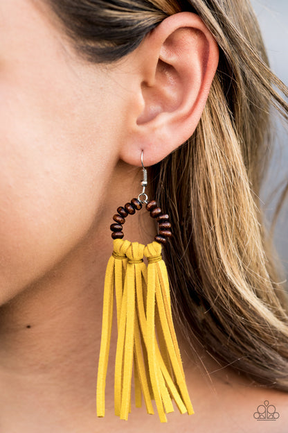 Paparazzi Easy To PerSUEDE Yellow Fishhook Earrings - Convention 2020