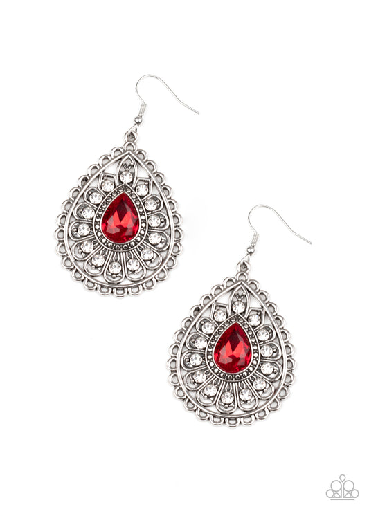 Paparazzi Eat, Drink, and BEAM Merry - Red Fishhook Earrings