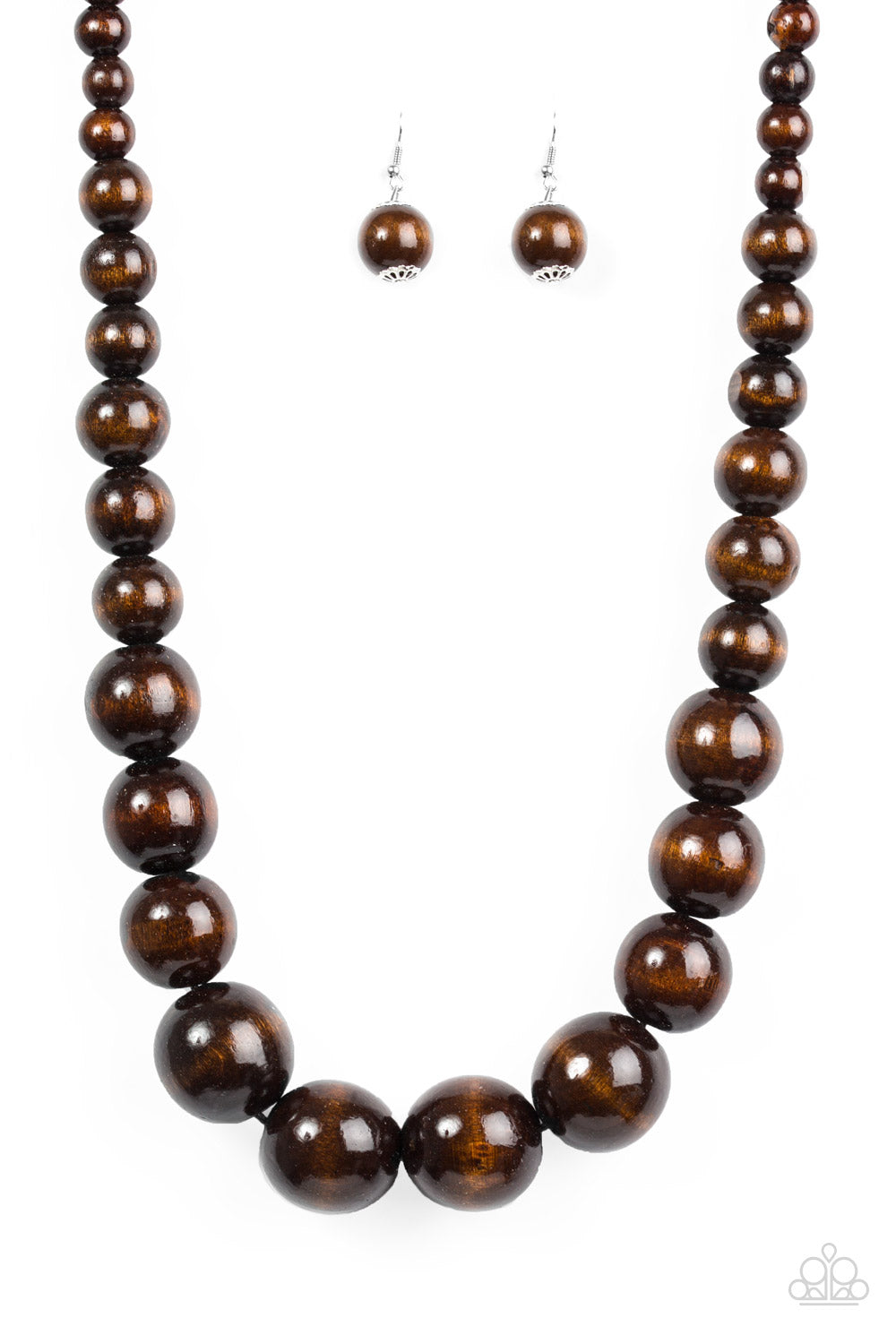 Paparazzi Effortlessly Everglades Brown Wood Long Necklace