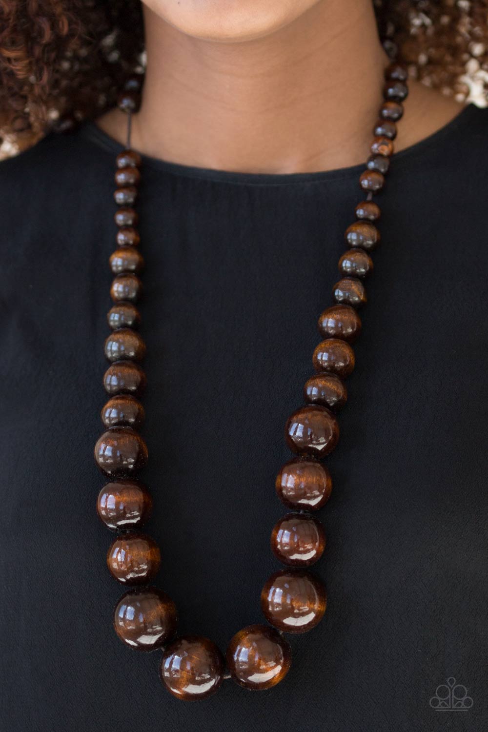 Paparazzi Effortlessly Everglades Brown Wood Long Necklace