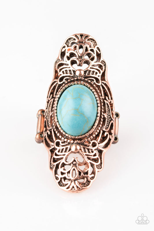 Paparazzi Ego Trippin' Copper Blue Stone Ring