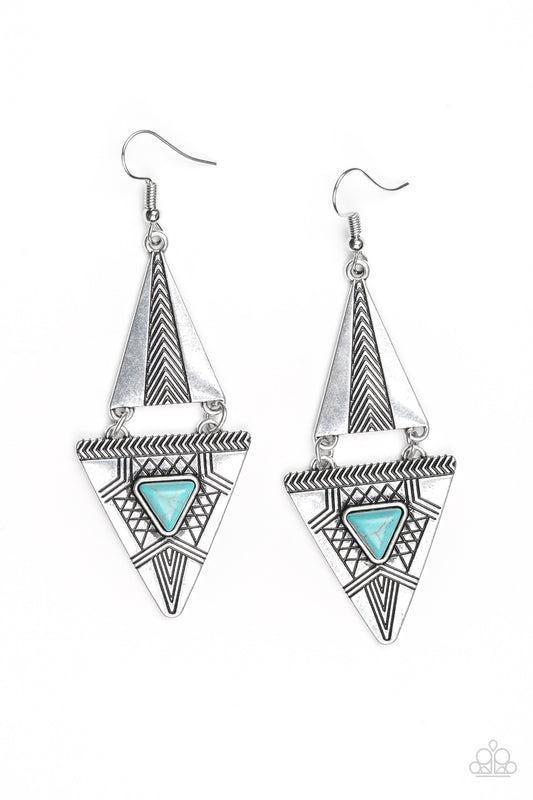 Paparazzi El Paso Edge Blue Fishhook Earrings