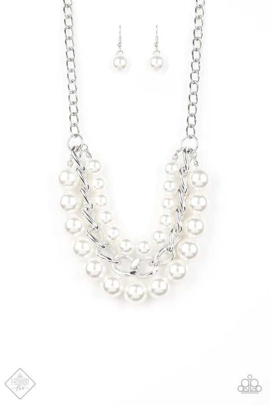 Paparazzi Empire State Empress White Short Necklace - Fashion Fix Fiercely 5th Avenue July 2019