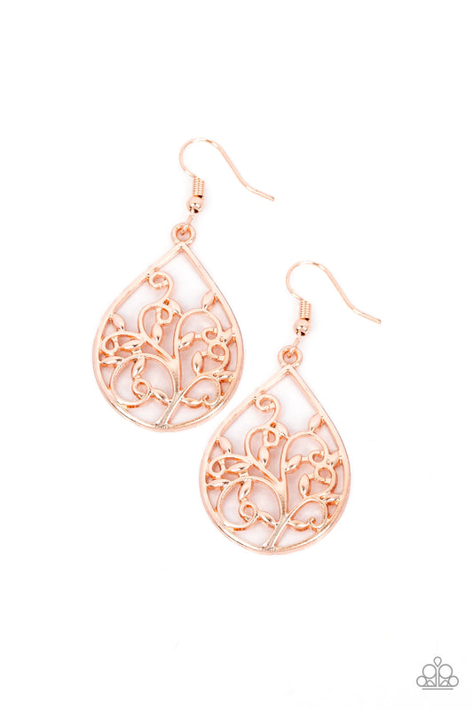 Paparazzi Enchanted Vines Rose Gold Fishhook Earrings