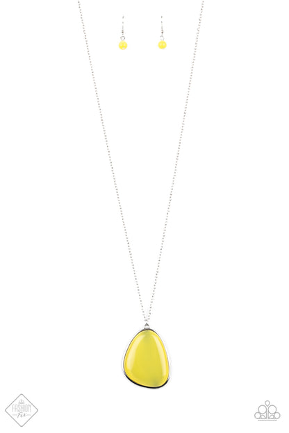 Paparazzi Fashion Fix Glimpses of Malibu August 2020 - Ethereal Experience Yellow Long Necklace