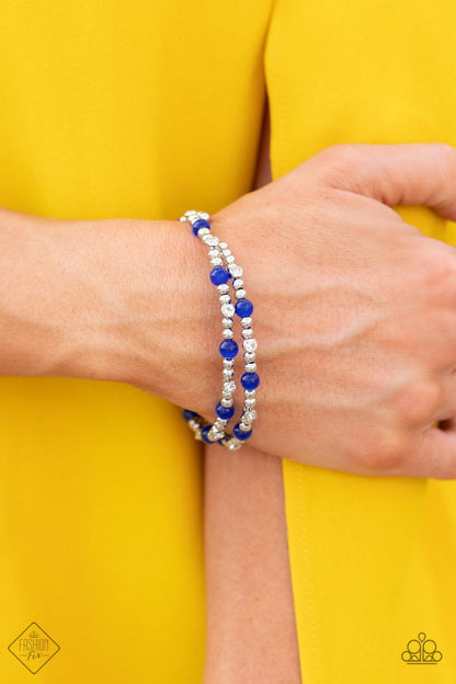 Paparazzi Ethereally Entangled Blue Coil Wrap Bracelet - Fashion Fix Glimpses of Malibu November 2020