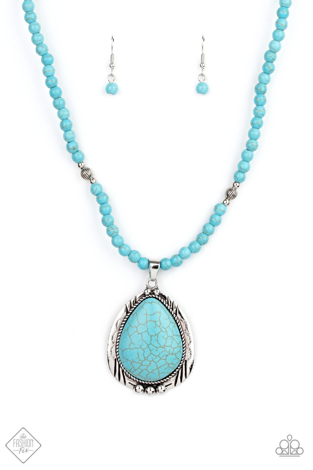 Paparazzi Evolution Blue Stone Short Necklace - Fashion Fix Simply Santa Fe February 2021 - P2SE-BLXX-433WK