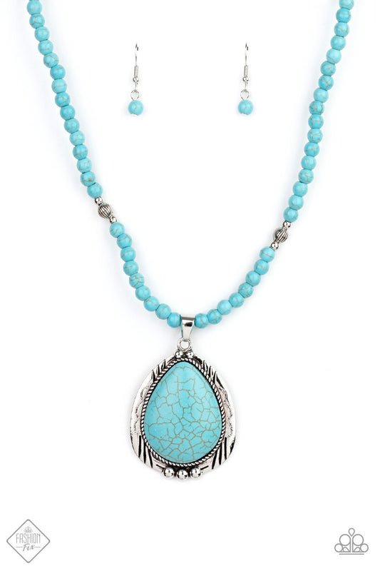 Paparazzi Evolution Blue Stone Short Necklace - Fashion Fix Simply Santa Fe February 2021 - P2SE-BLXX-433WK