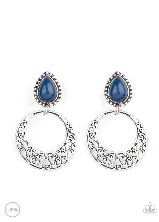 Paparazzi Exotic Escape Blue Clip-On Earrings