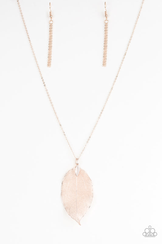 Paparazzi Fall Foliage Rose Gold Long Necklace