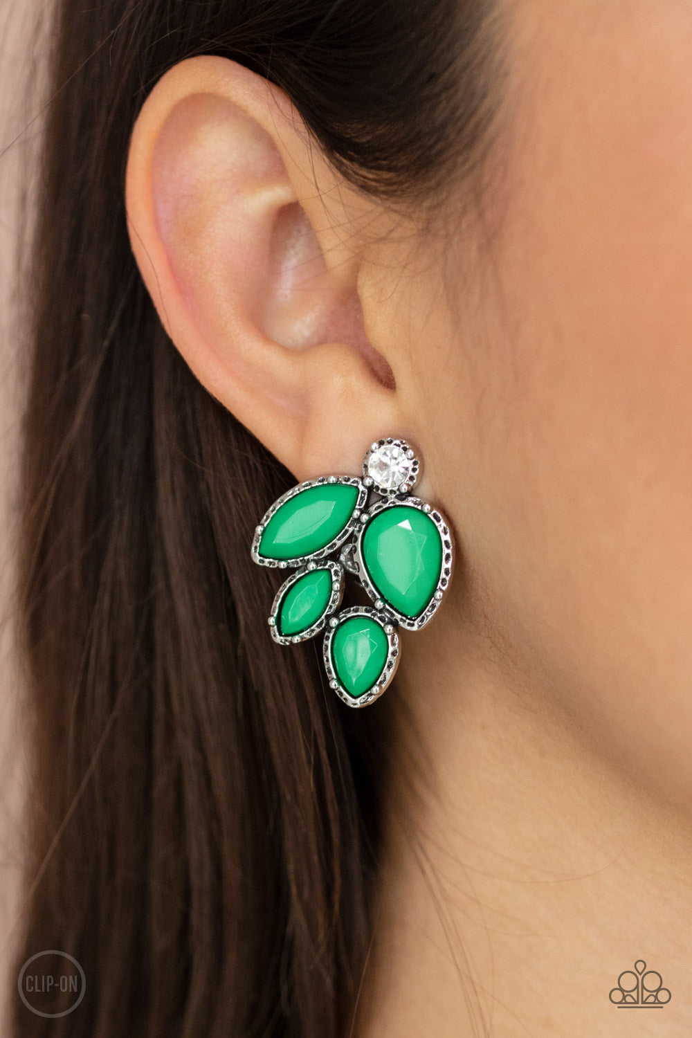 Paparazzi Fancy Foliage Green Clip-On Earrings