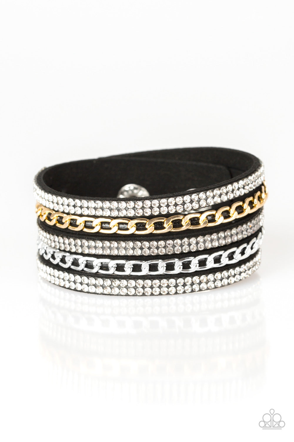 Paparazzi Fashion Fiend Black Single Wrap Snap Bracelet