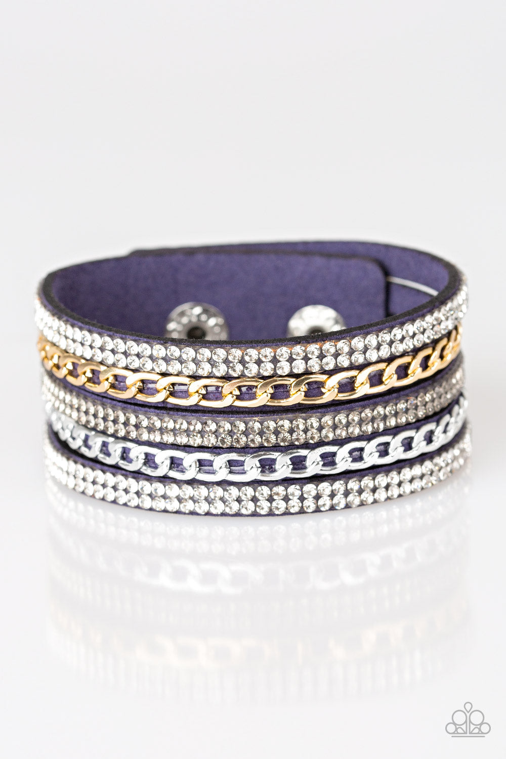 Paparazzi Fashion Fiend Blue Single Wrap Snap Bracelet - P9DI-URBL-066XX