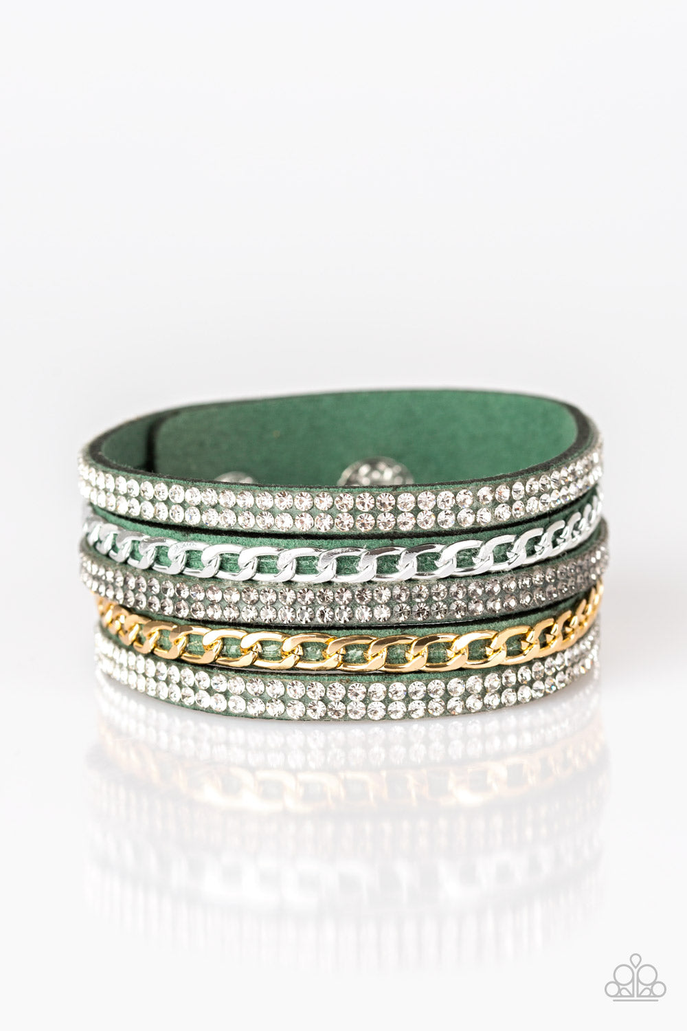 Paparazzi Fashion Fiend Green Single Wrap Snap Bracelet